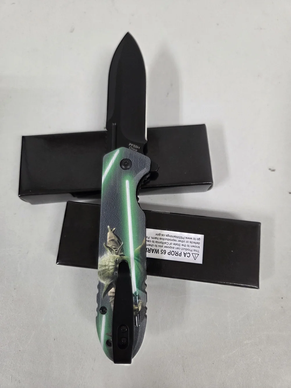 Black & Green Character Folding Knife - Gaming Themed